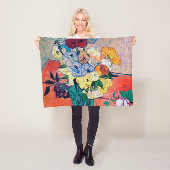 Vase mit Rose und Anemonen, Van Gogh Fleecedecke (Beispiel)
