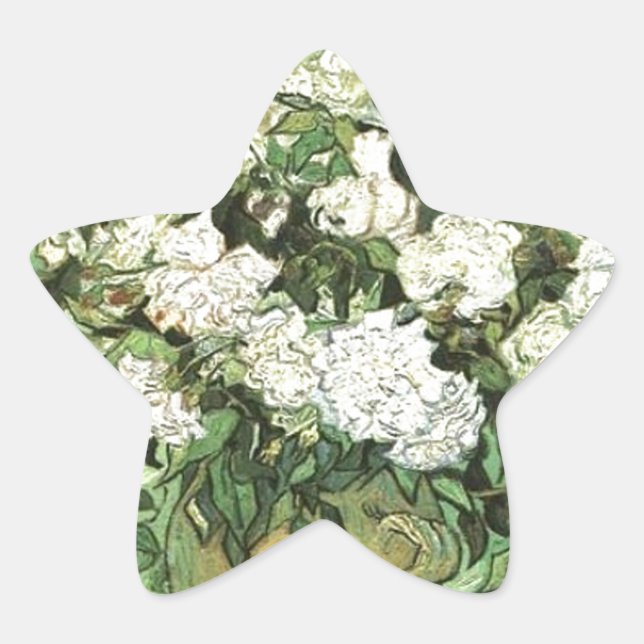 Vase mit Rose - Van Gogh Stern-Aufkleber (Vorderseite)