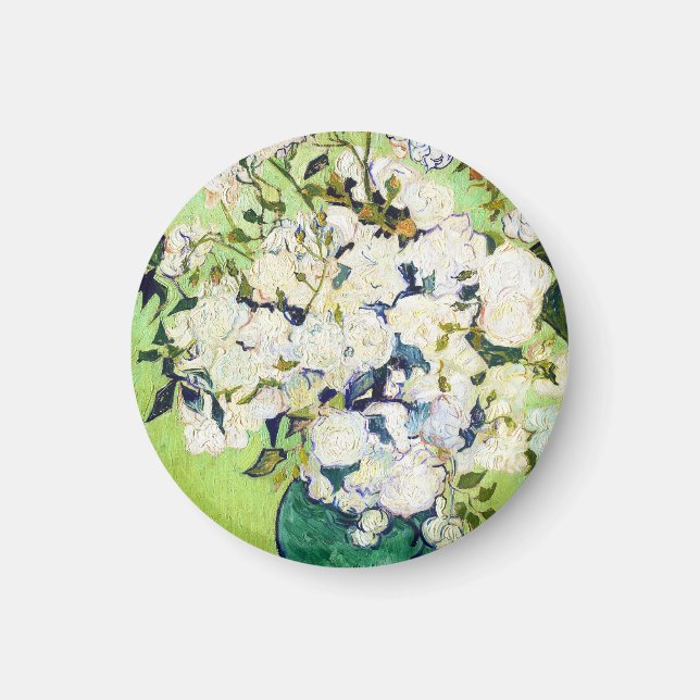 Vase mit Rose Vincent Van Gogh Gemälde Magnet (Vorne)