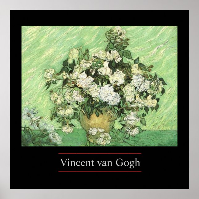 Vase mit Rose von van Gogh Poster Print (Vorne)
