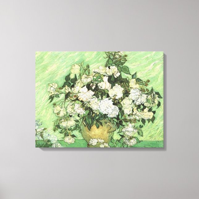 Vase mit Rose von van Gogh Wrapped Canvas Leinwanddruck (Vorderseite)