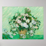 Vase mit Rose von Vincent Van Gogh Poster<br><div class="desc">Vase mit Rose von Vincent Van Gogh, Öl auf der Leinwand 1890, ist ein Stillleben Gemälde eines großen, gerötete Haufen blühender Blume in einer Töpfervase. Van Gogh malte in dicken, wirbelnden Strichen von Impasto Ölfarben mit Variationen von Rosa, Weiß, Gelb und Grün mit lebhaften grünen Akzenten und dunklen Konturen, die...</div>