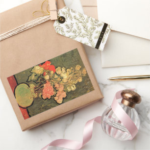Vase mit Rosen-Mallows von Vincent van Gogh Rechteckiger Aufkleber