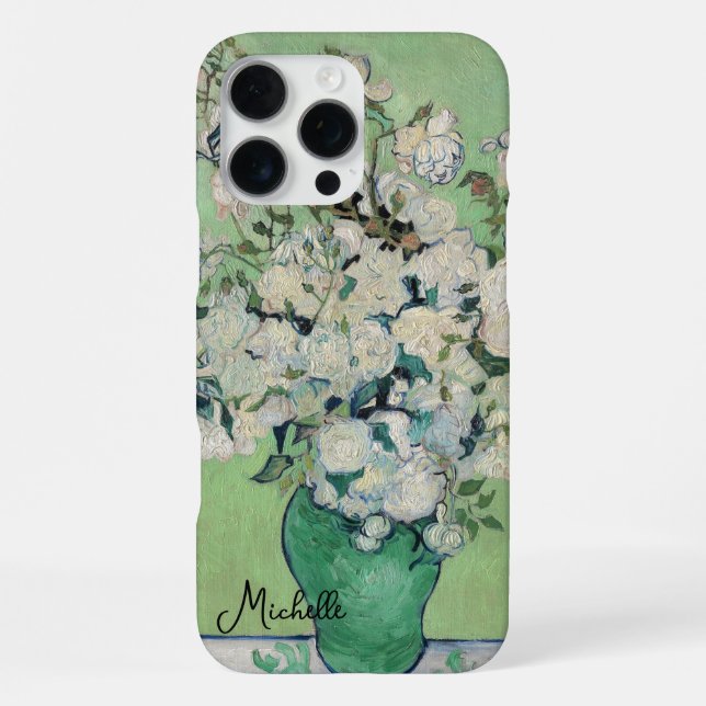 Vase mit Rosen Monogramm Van Gogh iPhone Hülle (Rückseite)