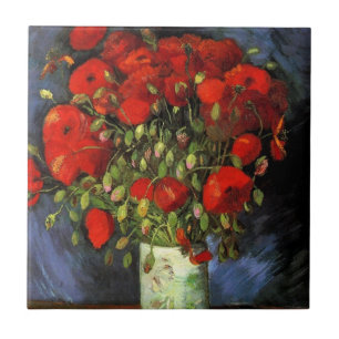 Vase mit roten Mohnblumen von Vincent van Gogh Fliese