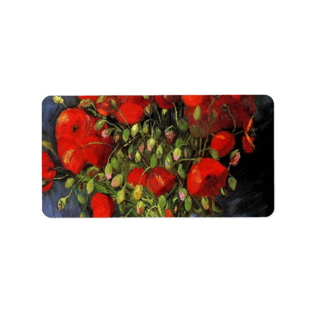 Vase mit roten Pflücken von Vincent van Gogh Adressaufkleber (Vorne)