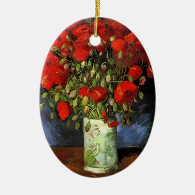 Vase mit roten Pflücken von Vincent van Gogh Keramikornament (Vorne)