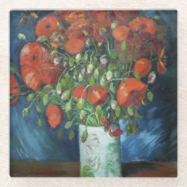 Vase mit roten Poppies Vincent van Gogh Square Glasuntersetzer