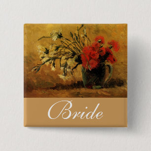 Vase mit roten und weißen Nelken, van Gogh Button