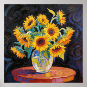 Vase mit Sonnenblumen nach Van Gogh Poster