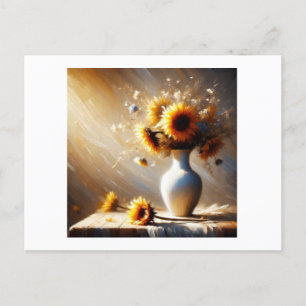 Vase mit Sonnenblumen, Postkarte