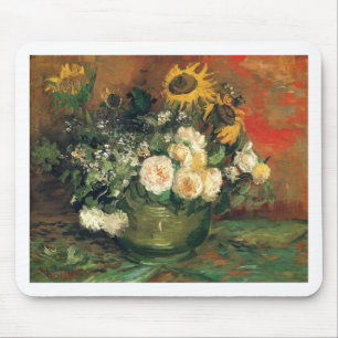 "Vase mit Sonnenblumen, Rose und anderen Blume" Mousepad