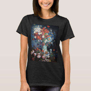 Vase mit Wiesenblumen und Rosen von Van Gogh T-Shirt