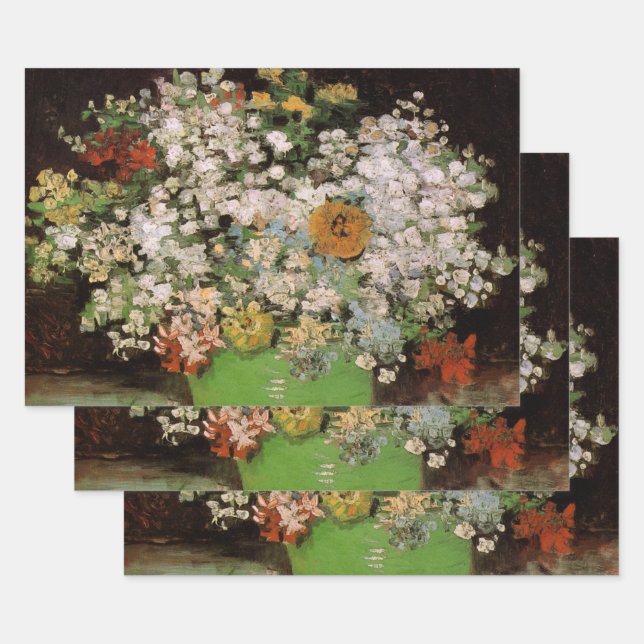 Vase mit Zinnia-Blume von Vincent van Gogh Geschenkpapier Set (Set)