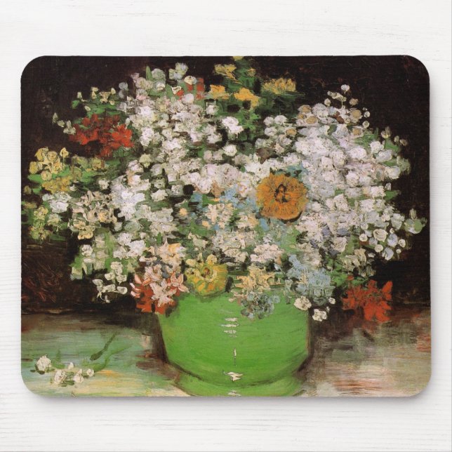 Vase mit Zinnia-Blume von Vincent van Gogh Mousepad (Vorne)