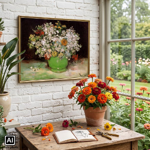 Vase mit Zinnia-Blume von Vincent van Gogh Poster