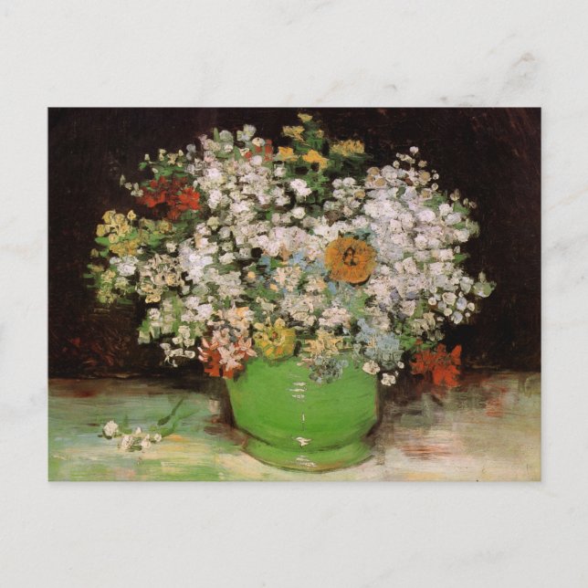 Vase mit Zinnia-Blume von Vincent van Gogh Postkarte (Vorderseite)