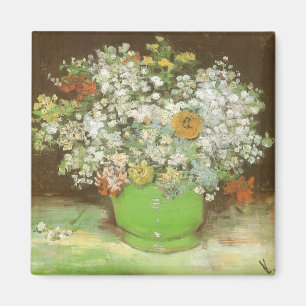 Vase mit Zinnias und Blume von Vincent van Gogh Magnet