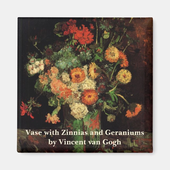 Vase mit Zinnias und Geranien, Vincent van Gogh Magnet (Vorne)