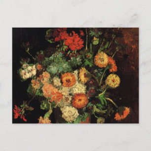Vase mit Zinnias und Geranien, Vincent van Gogh Postkarte
