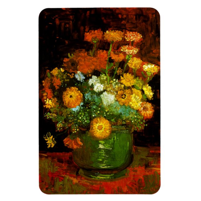 Vase mit Zinnias Van Gogh Fine Art Magnet (Vertikal)