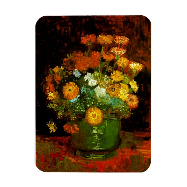 Vase mit Zinnias Van Gogh Fine Art Magnet (Vertikal)