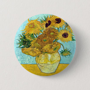 Vase mit zwölf Sonnenblumen durch Vincent van Gogh Button