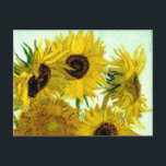 Vase mit zwölf Sonnenblumen, Van Gogh Fine Art Postkarte<br><div class="desc">Still Life: Vase mit zwölf Sonnenblumen, Vincent van Gogh. Arles, August 1888. Vase with Twelve Sunflowers ist die dritte Version der zweiten Sonnenblumenserie von Vincent van Gogh, die im August 1888 in Arles gemalt wurde. Der Hintergrund ist blau-grün, und die Blume wirken viel gelber als in den beiden Vorgängerversionen. Öl...</div>
