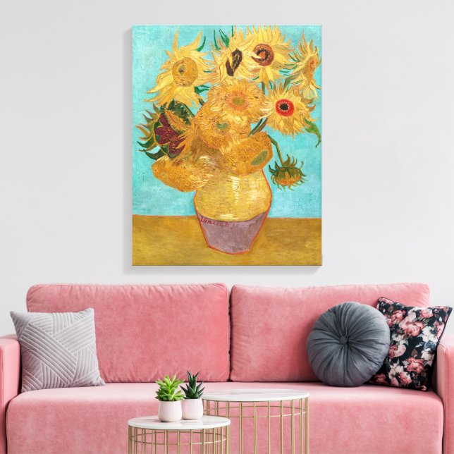 Vase mit zwölf Sonnenblumen | Van Gogh | Leinwanddruck (Insitu (Wohnzimmer))