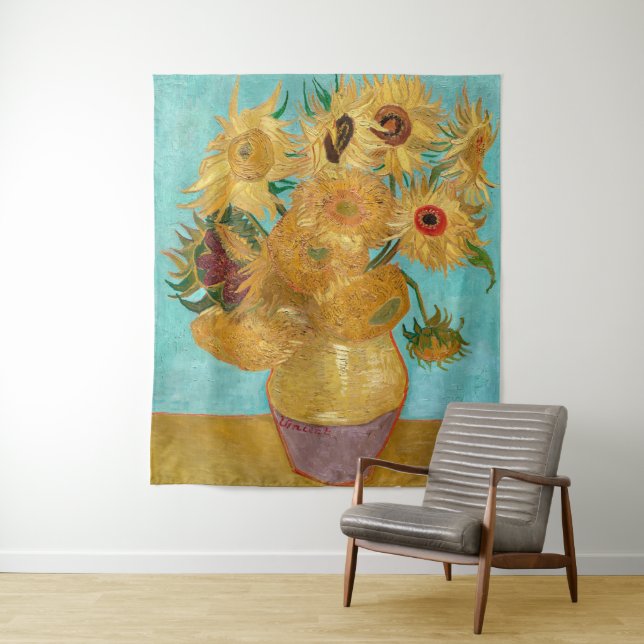Vase mit zwölf Sonnenblumen | Van Gogh | Wandteppich (Beispiel)