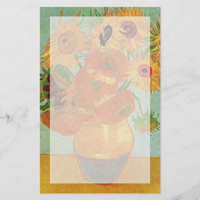 Vase mit zwölf Sonnenblumen, Vincent van Gogh. Briefpapier (Vorderseite)