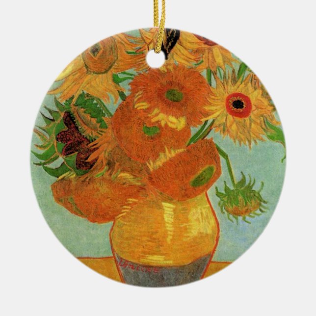 Vase mit zwölf Sonnenblumen, Vincent van Gogh. Keramikornament (Vorne)