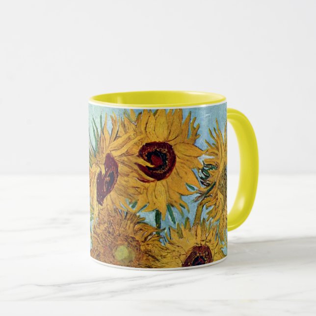 Vase mit zwölf Sonnenblumen von Van Gogh Coffee Ta Tasse (VorderseiteRechts)