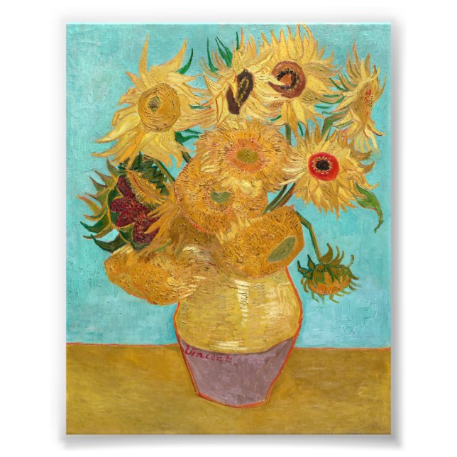 Vase mit zwölf Sonnenblumen von Vincent Van Gogh Fotodruck (Vorne)