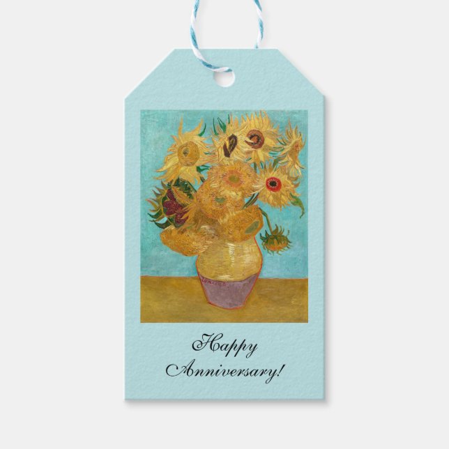 Vase mit zwölf Sonnenblumen von Vincent Van Gogh Geschenkanhänger (Vorderseite)