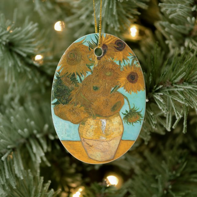 Vase mit zwölf Sonnenblumen von Vincent van Gogh Keramik Ornament (Baum)