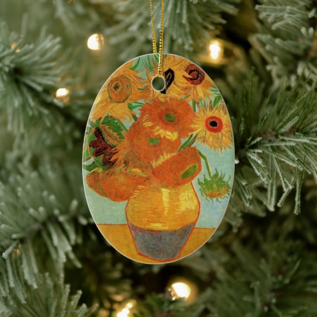 Vase mit zwölf Sonnenblumen von Vincent van Gogh Keramik Ornament (Baum)