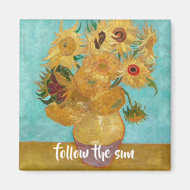 Vase mit zwölf Sonnenblumen von Vincent Van Gogh Magnet (Vorne)