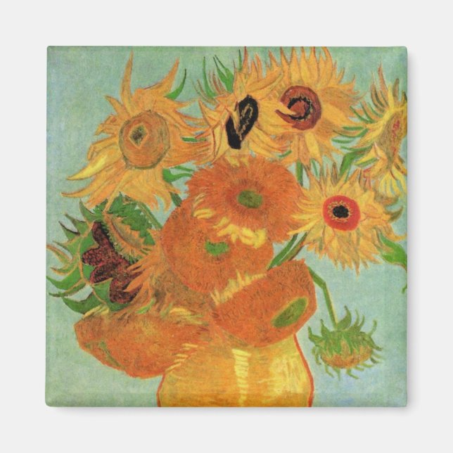 Vase mit zwölf Sonnenblumen von Vincent van Gogh Magnet (Vorne)