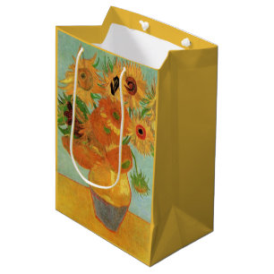 Vase mit zwölf Sonnenblumen von Vincent van Gogh Mittlere Geschenktüte