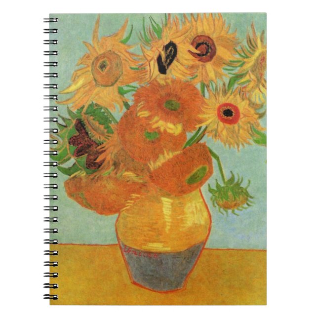 Vase mit zwölf Sonnenblumen von Vincent van Gogh Notizblock (Vorderseite)