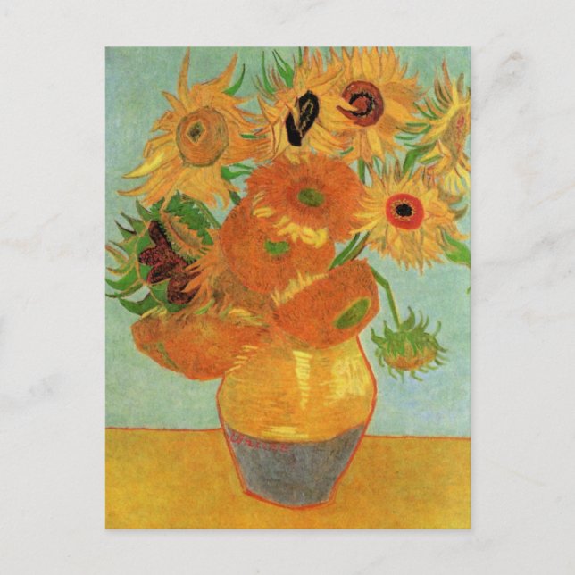 Vase mit zwölf Sonnenblumen von Vincent van Gogh Postkarte (Vorderseite)