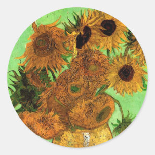Vase mit zwölf Sonnenblumen von Vincent van Gogh Runder Aufkleber