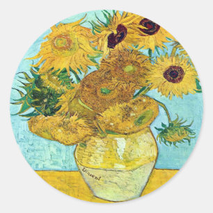 Vase mit zwölf Sonnenblumen von Vincent Van Gogh Runder Aufkleber