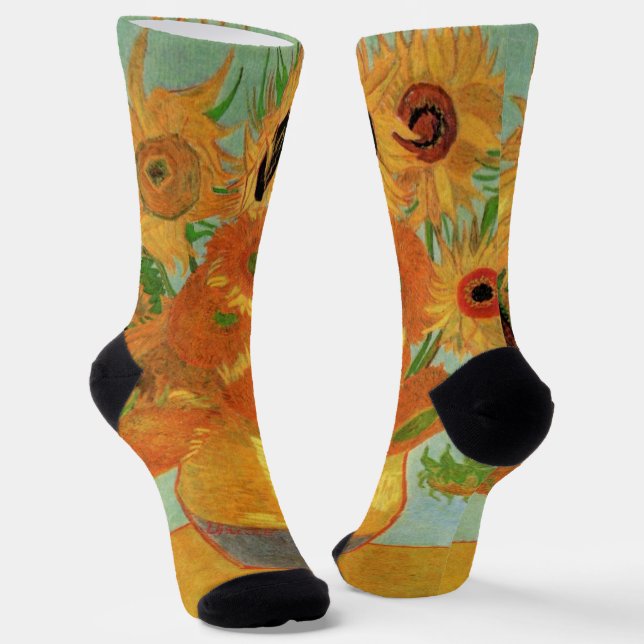 Vase mit zwölf Sonnenblumen von Vincent van Gogh Socken (Gewinkelt)