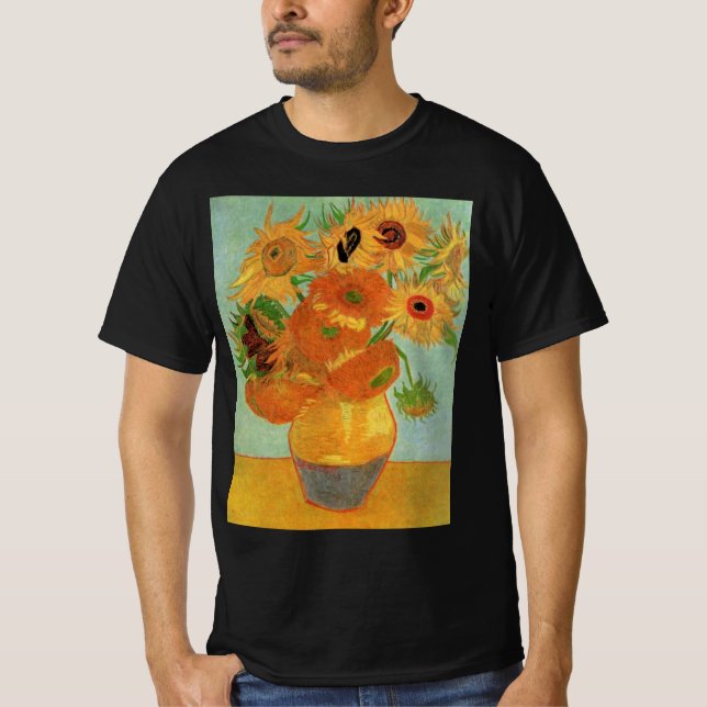 Vase mit zwölf Sonnenblumen von Vincent van Gogh T-Shirt (Vorderseite)