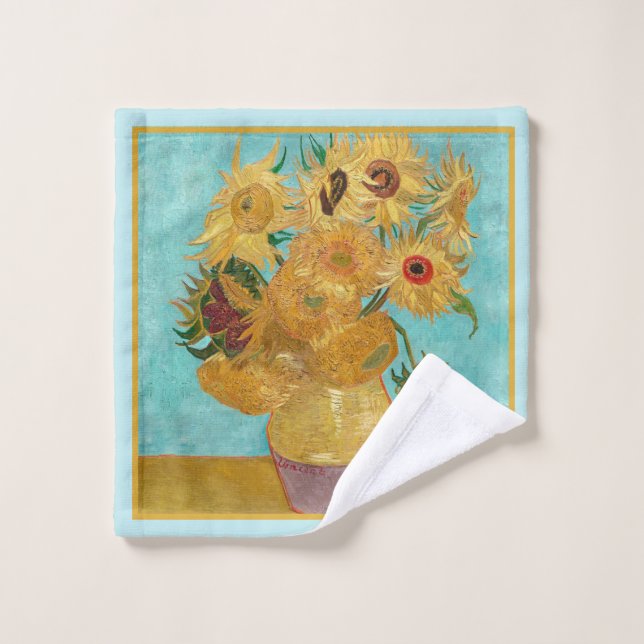 Vase mit zwölf Sonnenblumen von Vincent Van Gogh Waschlappen (Waschlappen)