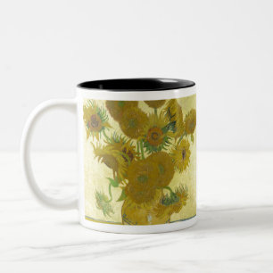 Vase mit zwölf Sonnenblumen von Vincent van Gogh Zweifarbige Tasse