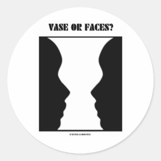 Vase oder Gesichter? (optische Illusion) Runder Aufkleber
