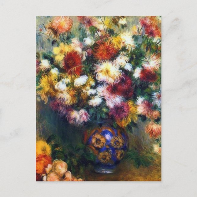 Vase of Chrysanthemas Fine Art von Renoir Postkarte (Vorderseite)